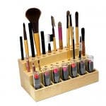 Handmade Wooden Makeup Organizer, 42 Hole Lipstick Brush Holder