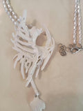 Mermaid Aphrodite shell pearl bisque white statement necklace huge unusual