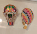 Set of two hot air balloon enamel gold pins brooch