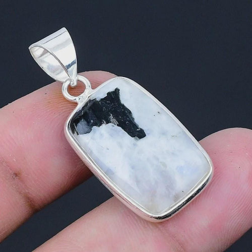 Africa Pendant. Moonstone white black Naturally occurring Africa seen in stone!