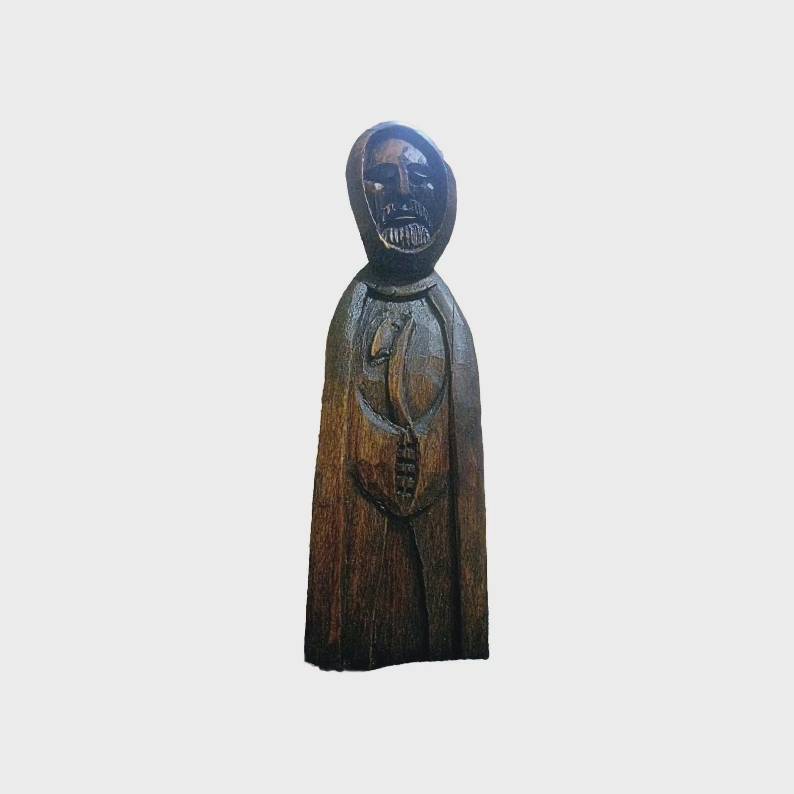 Monk hand carved wooden unique Jesus Holy Spiritual protection figurine