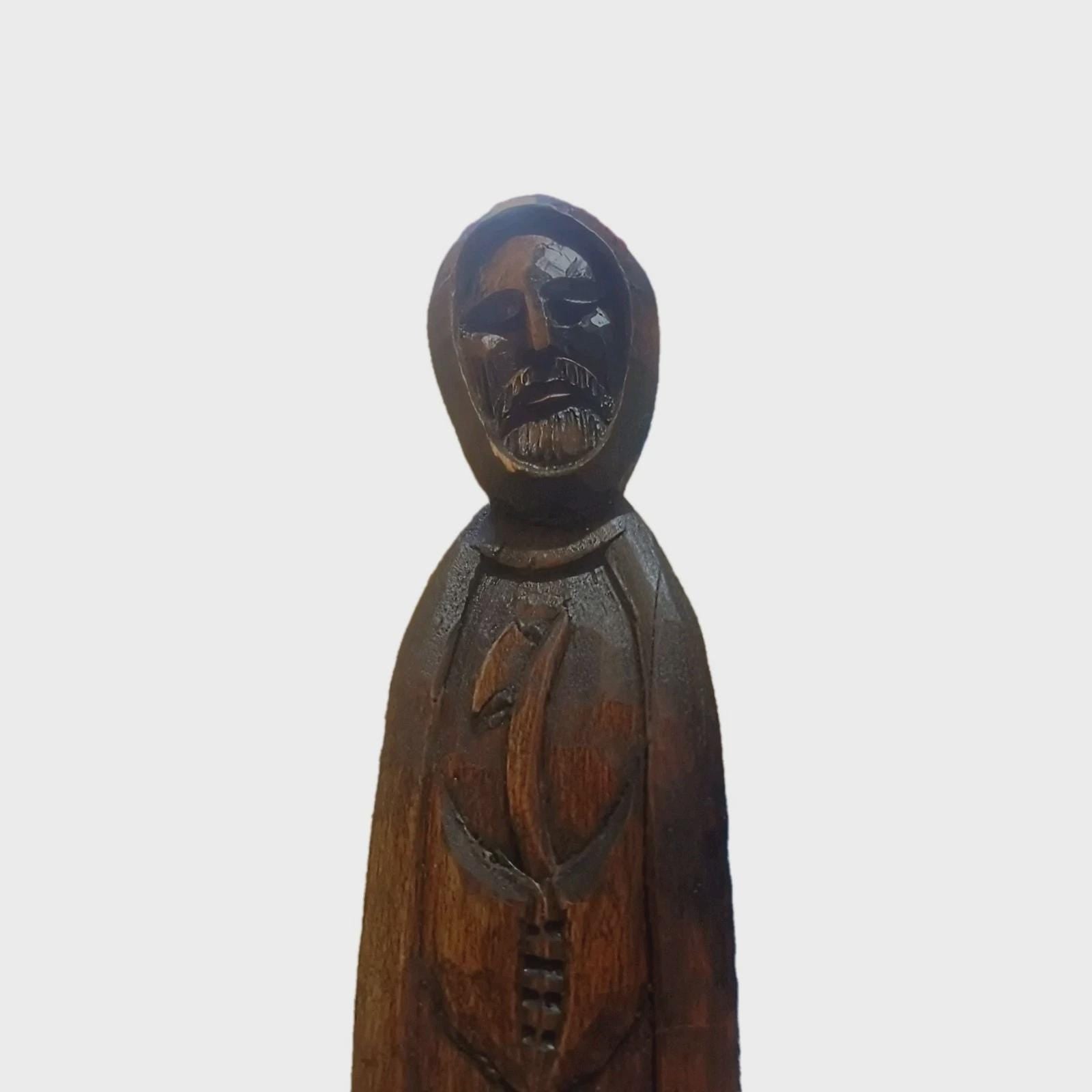 Monk hand carved wooden unique Jesus Holy Spiritual protection figurine
