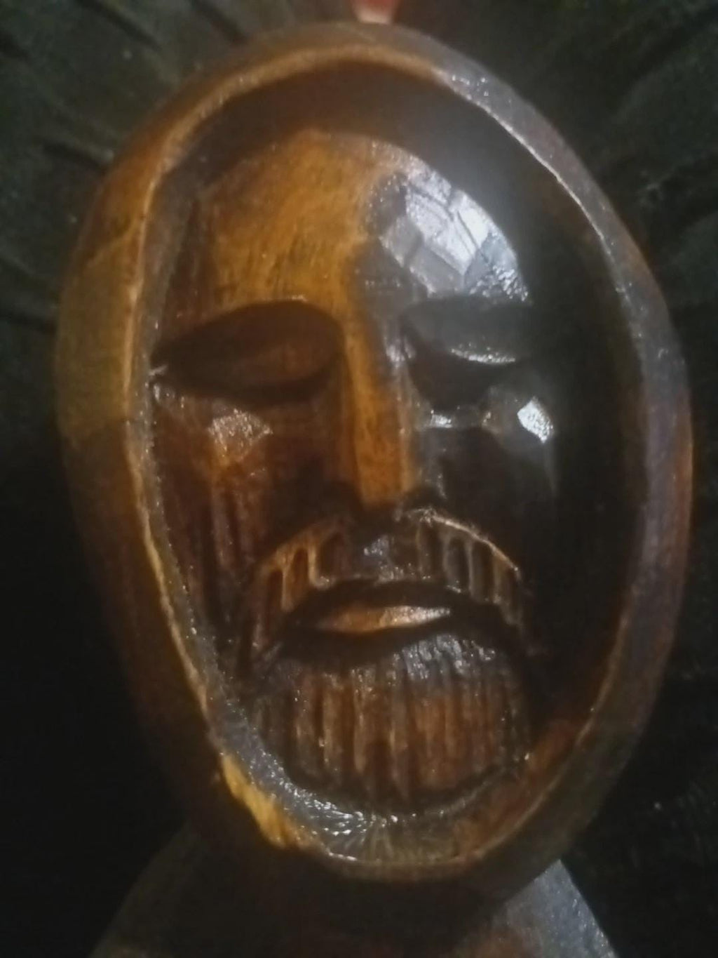 Monk hand carved wooden unique Jesus Holy Spiritual protection figurine