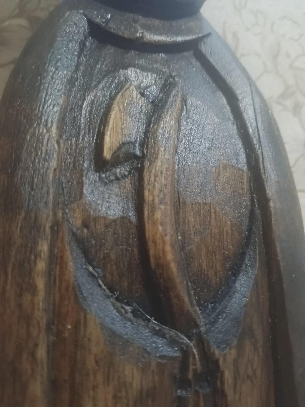 Monk hand carved wooden unique Jesus Holy Spiritual protection figurine