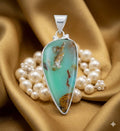 Boulder Chrysoprase 925 Silver Plated Handmade Pendant of 2.09" green blue teal brown Large!