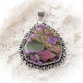 Copper Purpurite Mosaic 925 Silver Plated Handmade Pendant of 2.08" purple sediment lavender huge