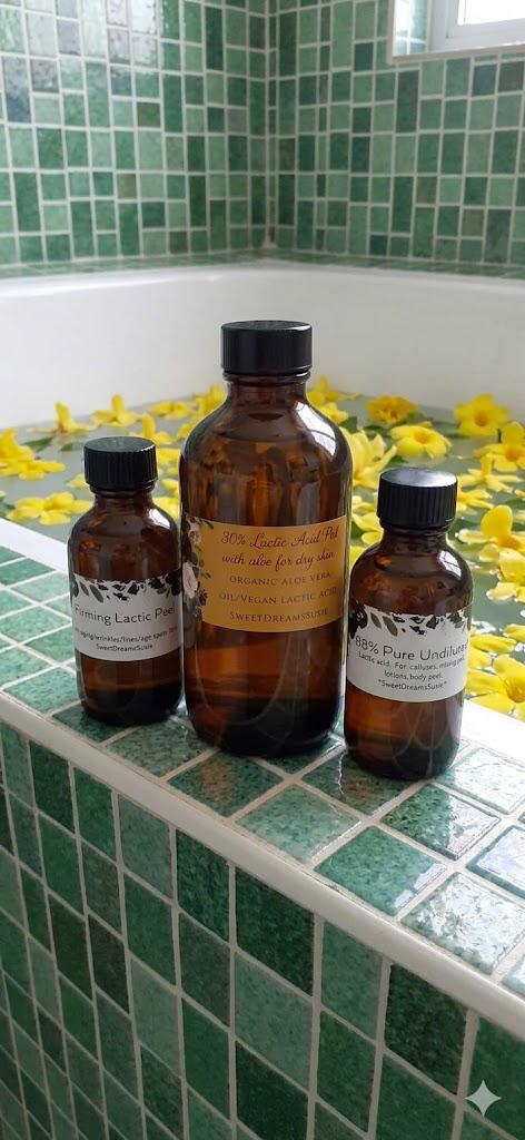 Vegan Lactic Acid Home Peel acne melasma hyperpigmentation over 5000 sold! 4 Strengths 3 Sizes! (25,50,70,88)%